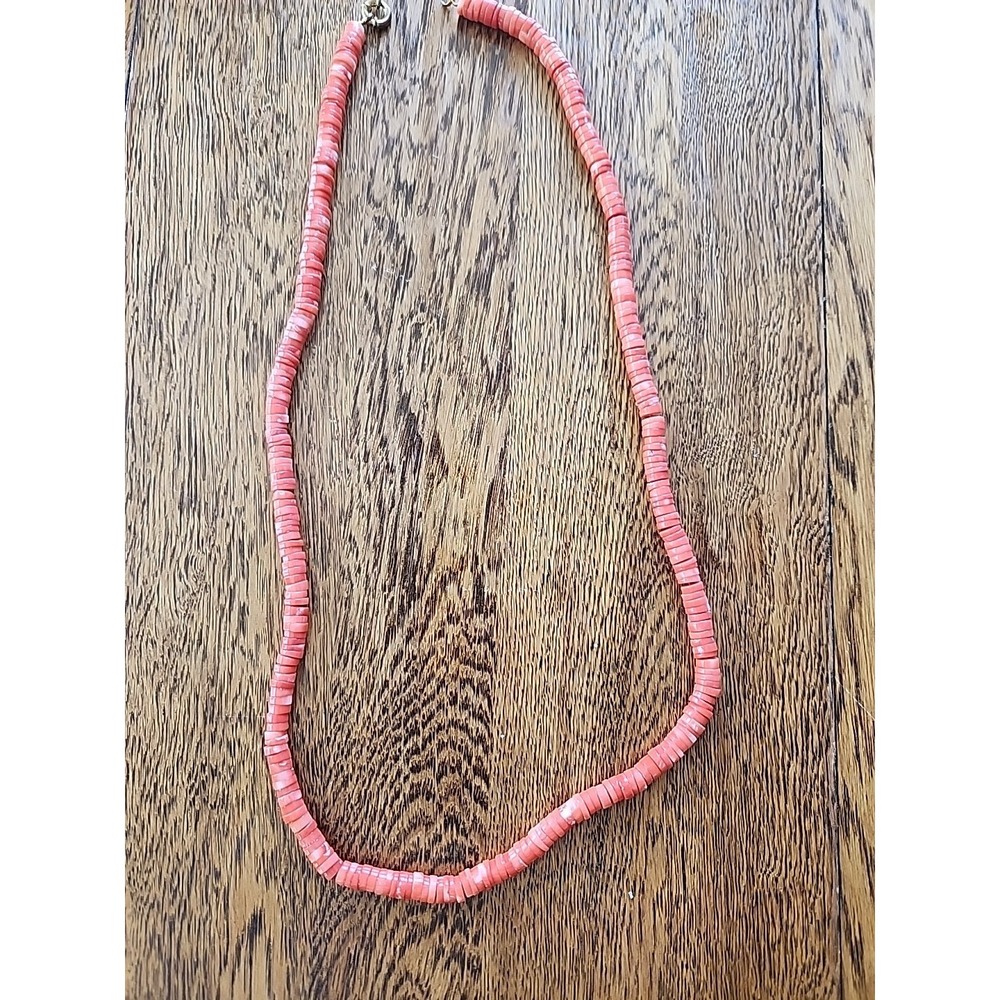 Sliced Pink Coral Necklace Long 34 Inch Beautiful Tropical Fashion Spring Summer